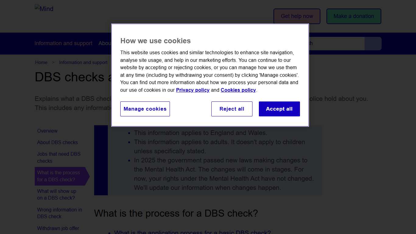 Explaining the DBS check process