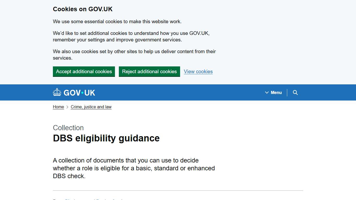 DBS eligibility guidance - GOV.UK